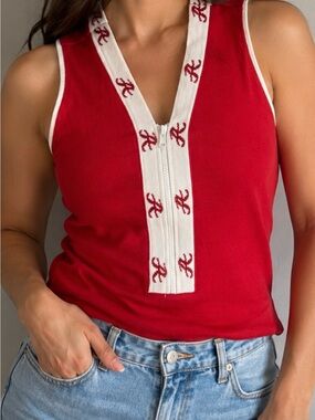 For the Glory Vintage Alabama Crimson Tide Sleeveless Top Zip Collar L RARE FIND